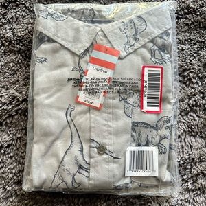NWT kids Grey Dino button up shirt cat&jack size L 12/14
